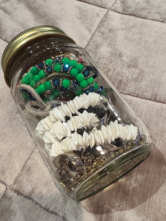 Vintage Jewelry - Vintage Mason Jar of Necklaces